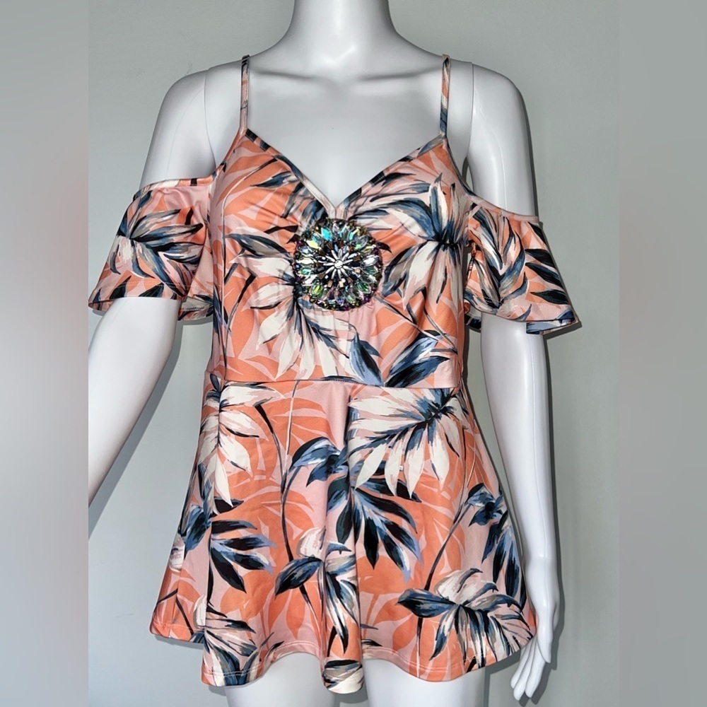 Venus - Womens Pink Floral Tropical Top Sz Sm.